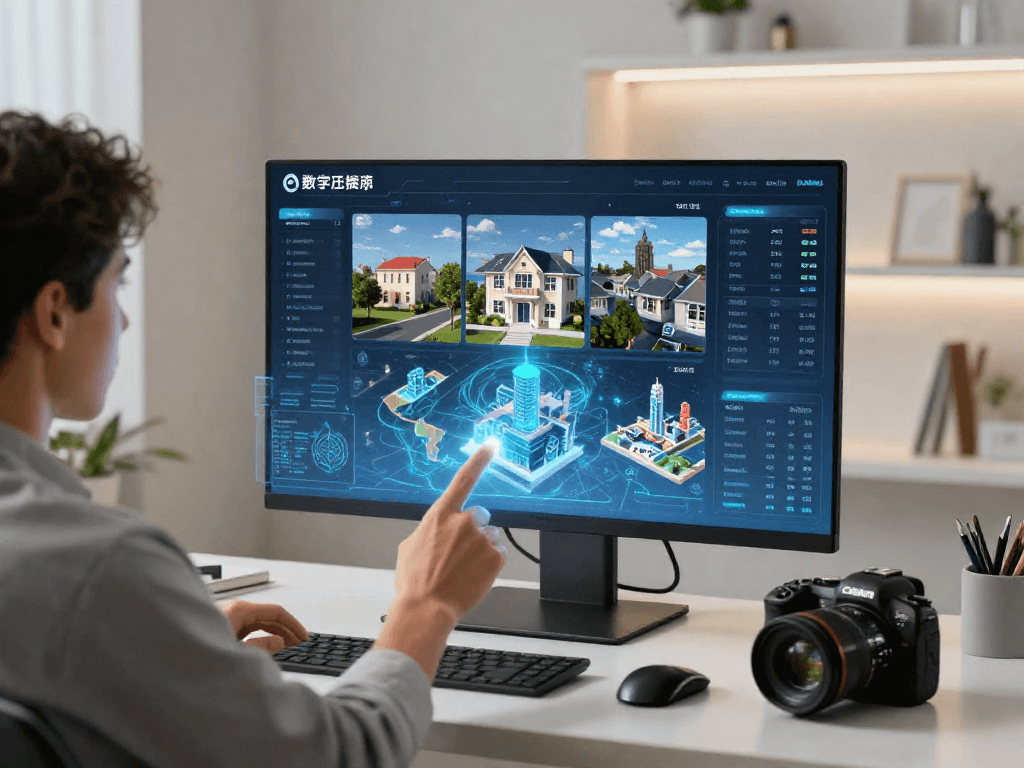 Engaging scene of rokok88 virtual property investment interface showcasing futuristic technology and interactive 3D models.