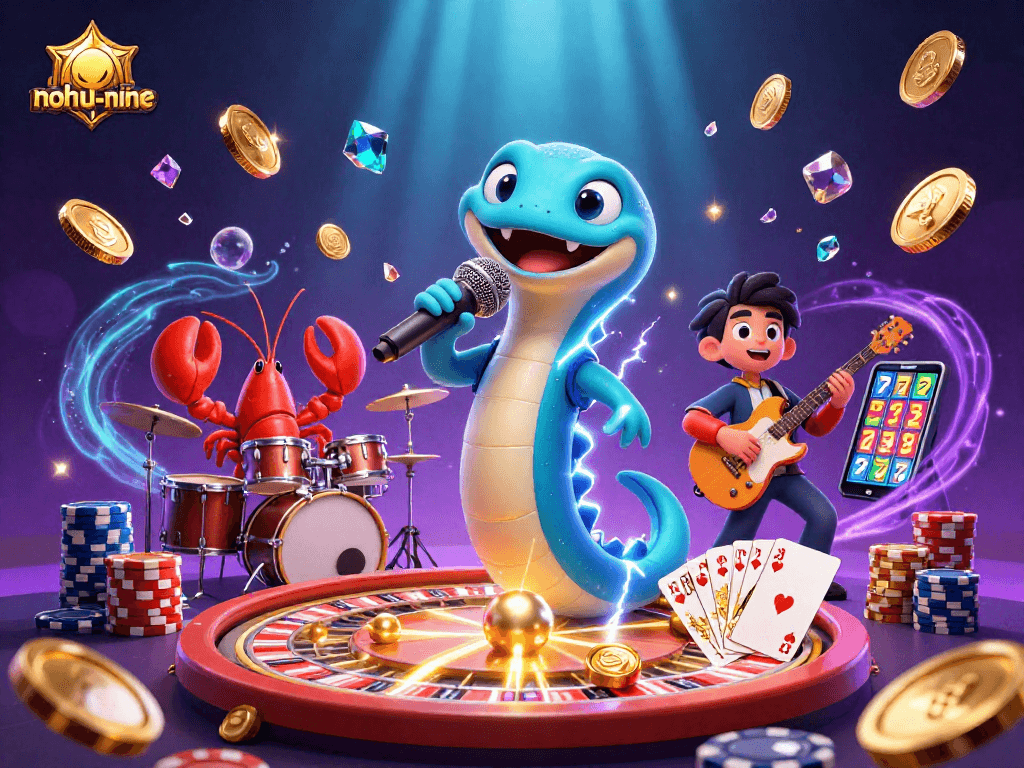 Experience the thrilling nohu-nine underwater casino with an electric eel DJ, lobster drummer, and seahorse guitarist.