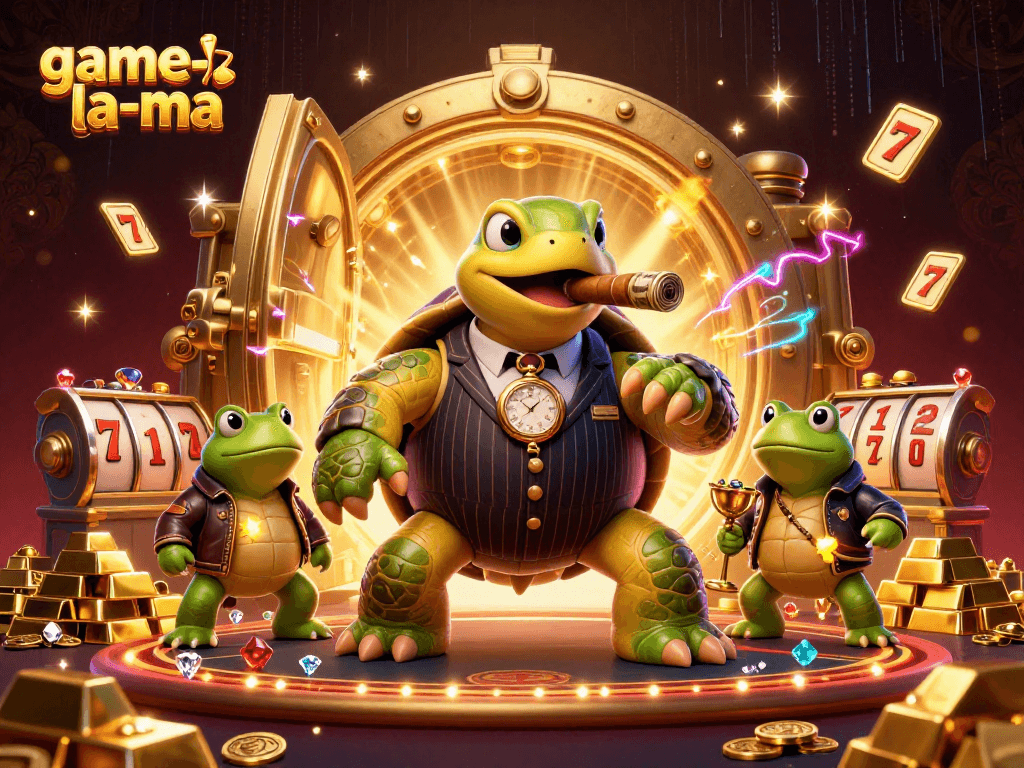 Experience the excitement of game-la-ma with dynamic casino-themed characters and vibrant visuals.
