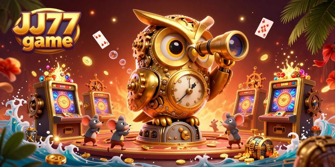 Play exciting games in the JJ77 game with vibrant casino atmosphere, vibrant colors, and engaging action.