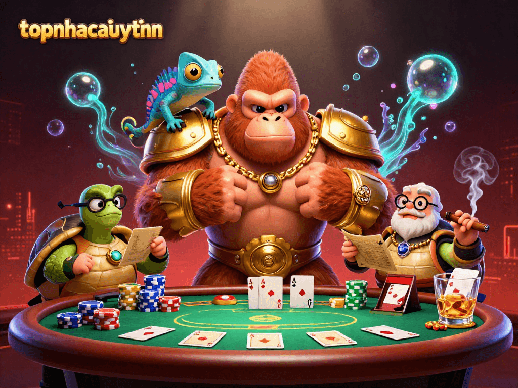 Experience thrilling gameplay in topnhacaiuytinn with a powerful gorilla king and his colorful companions.