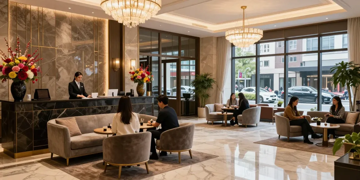 Luxurious hotel lobby at https://www.theorienthotel.com with elegant decor and welcoming service.