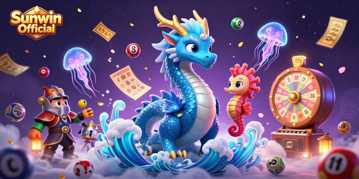 Win big with Sunwin Official in this vibrant 3D illustration showcasing exciting casino elements.