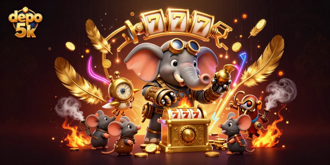 Engage with the dynamic ambiance of depo 5k as a steampunk elephant engineer operates golden slots.