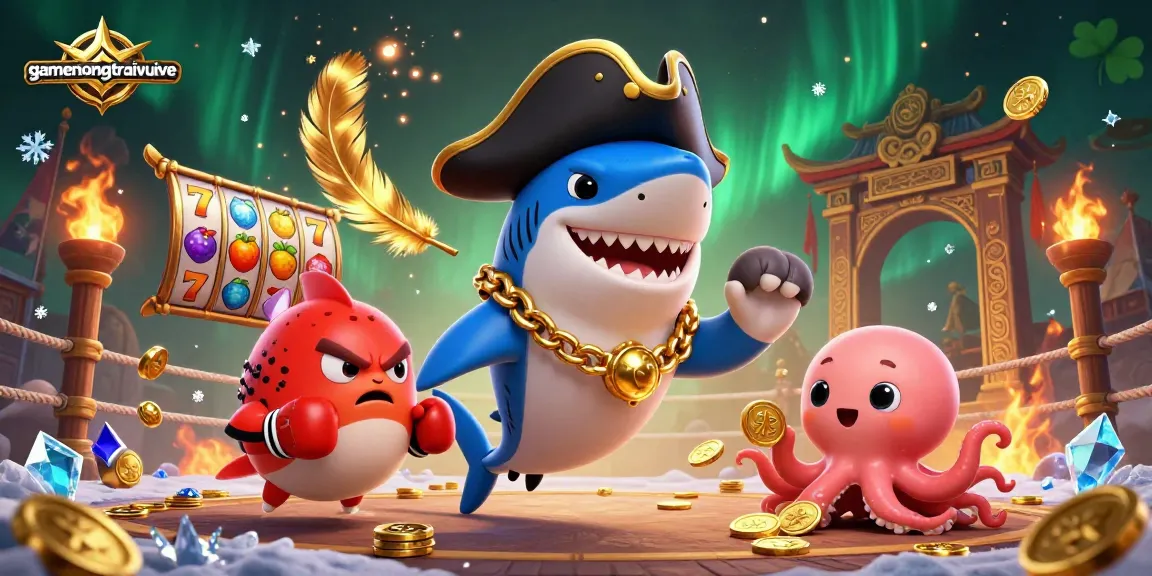 Play slots and win at gamenongtraivuive with this vibrant 3D illustration showcasing exciting casino elements.