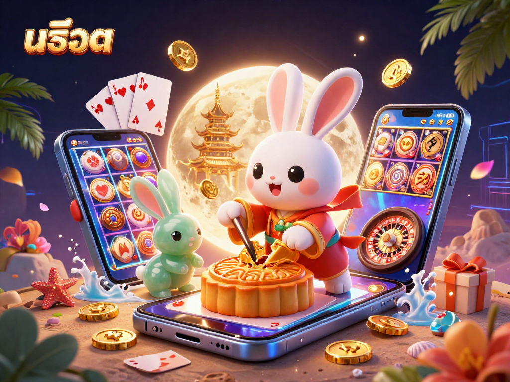 Spin the reels of สล็อต in a captivating moonlit scene filled with fortune and excitement.