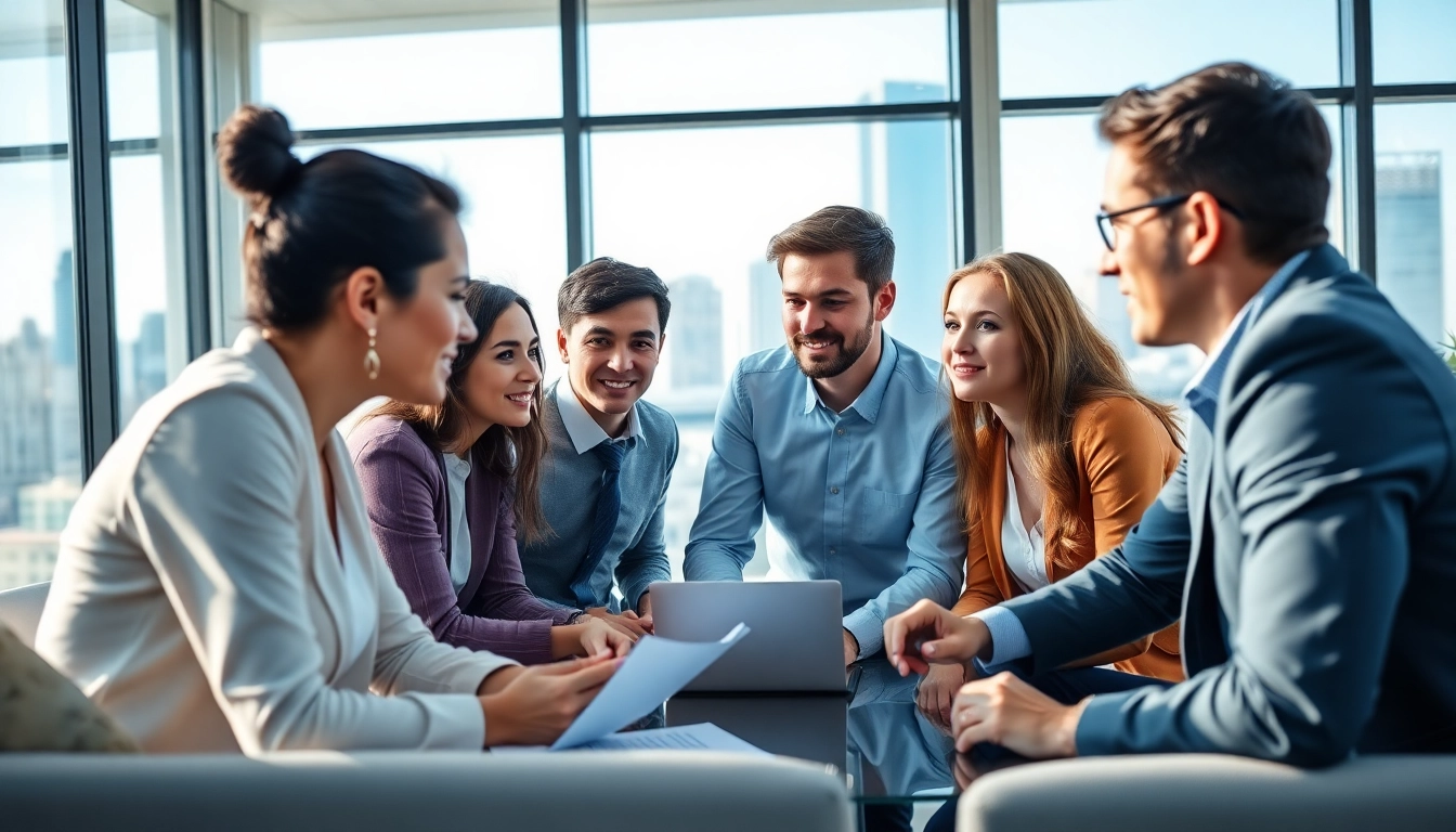 Business meeting at https://alvionz.de/ showcasing diverse individuals in a modern office.