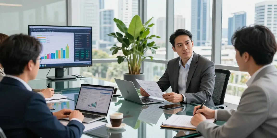Financial Advice Gold Coast consultation in modern office, showcasing advisor with clients discussing strategies.