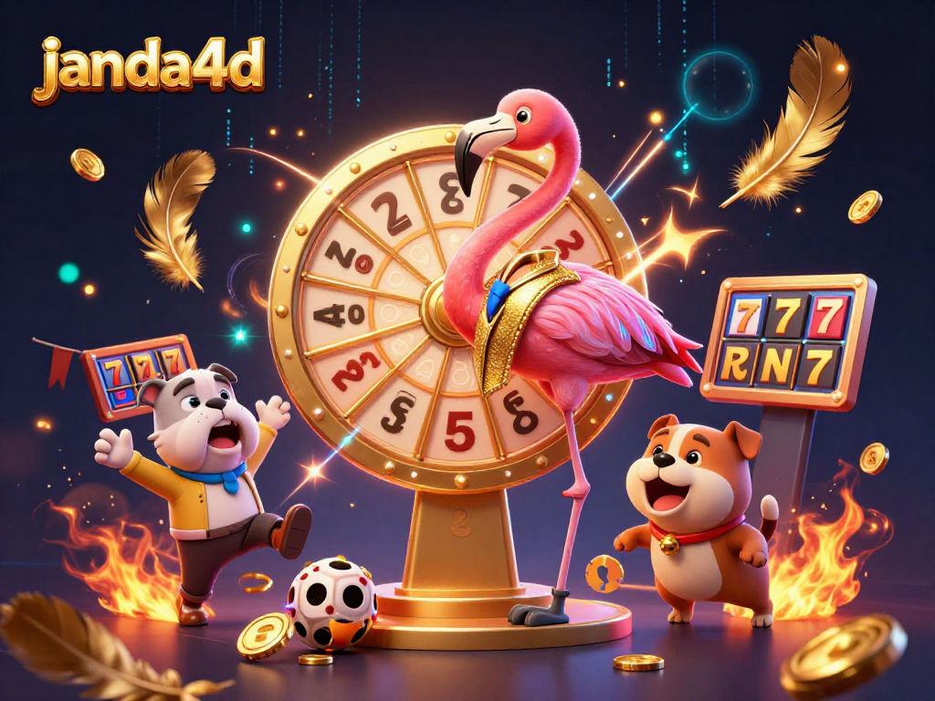 Spin the prize wheel with janda4d featuring vibrant casino characters amidst an exciting gaming atmosphere.