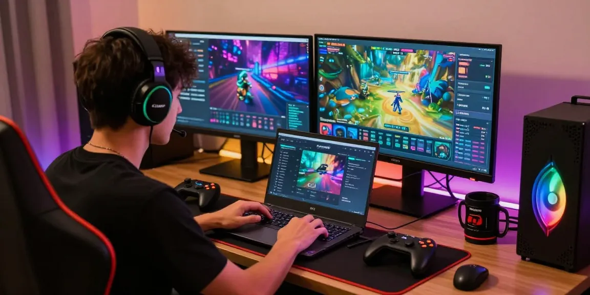 Explore PLAYBOOK88 link in a vibrant gaming workspace filled with gear and accessories.