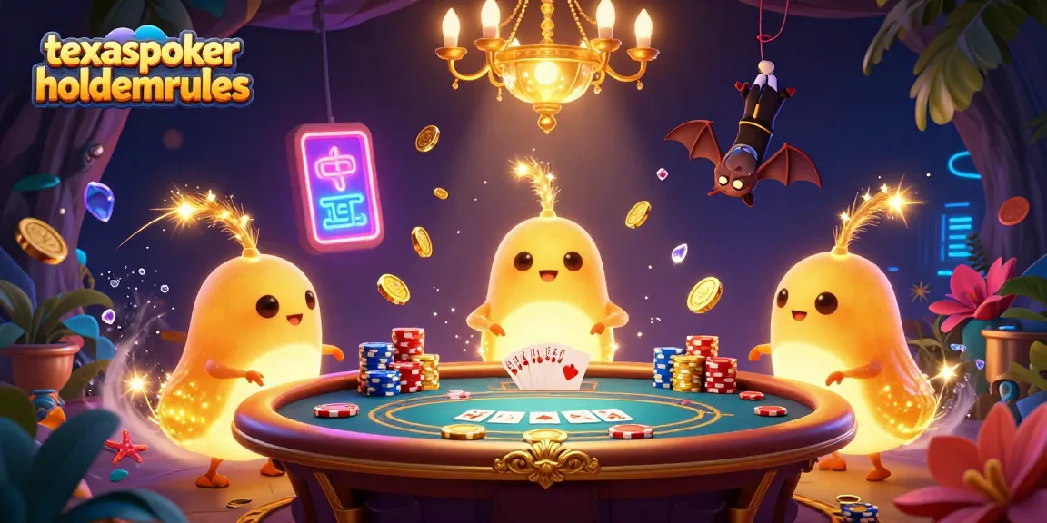 Experience the excitement of texaspokerholdemrules in a vibrant 3D casino scene with glowworms.