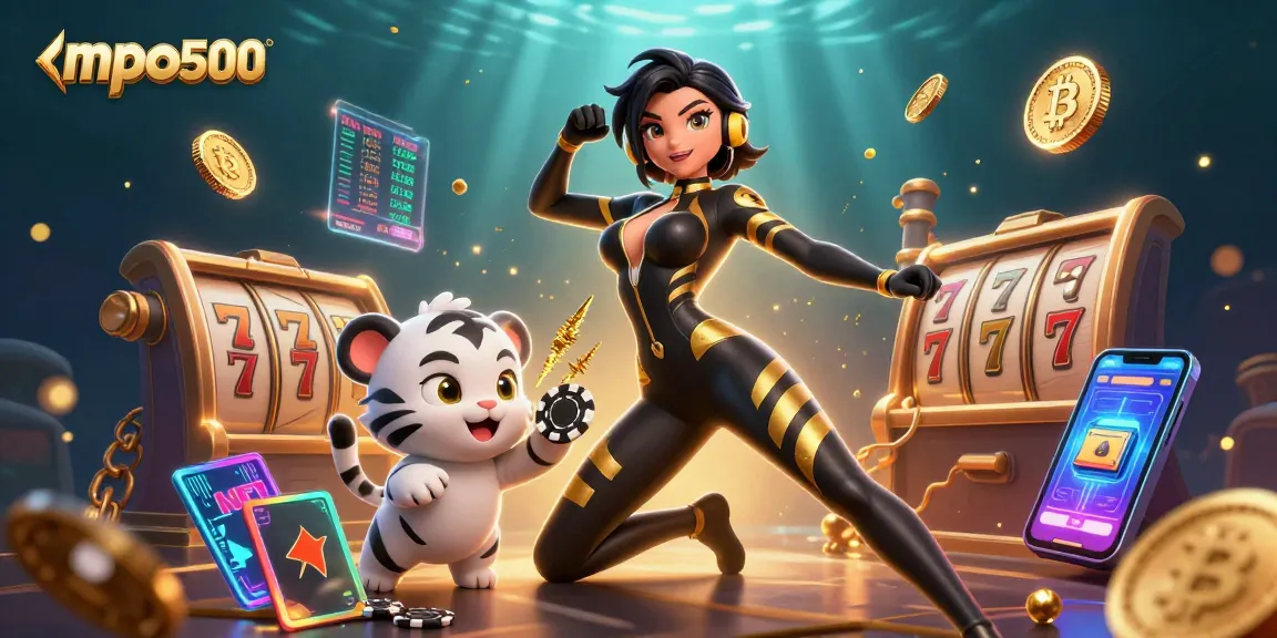 Win big at mpo500 with a captivating slot game illustration showcasing vibrant symbols and characters.