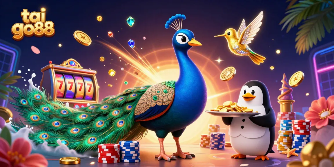 Tai go88 enhances the casino experience with vibrant slot reels and poker chips in a captivating scene.