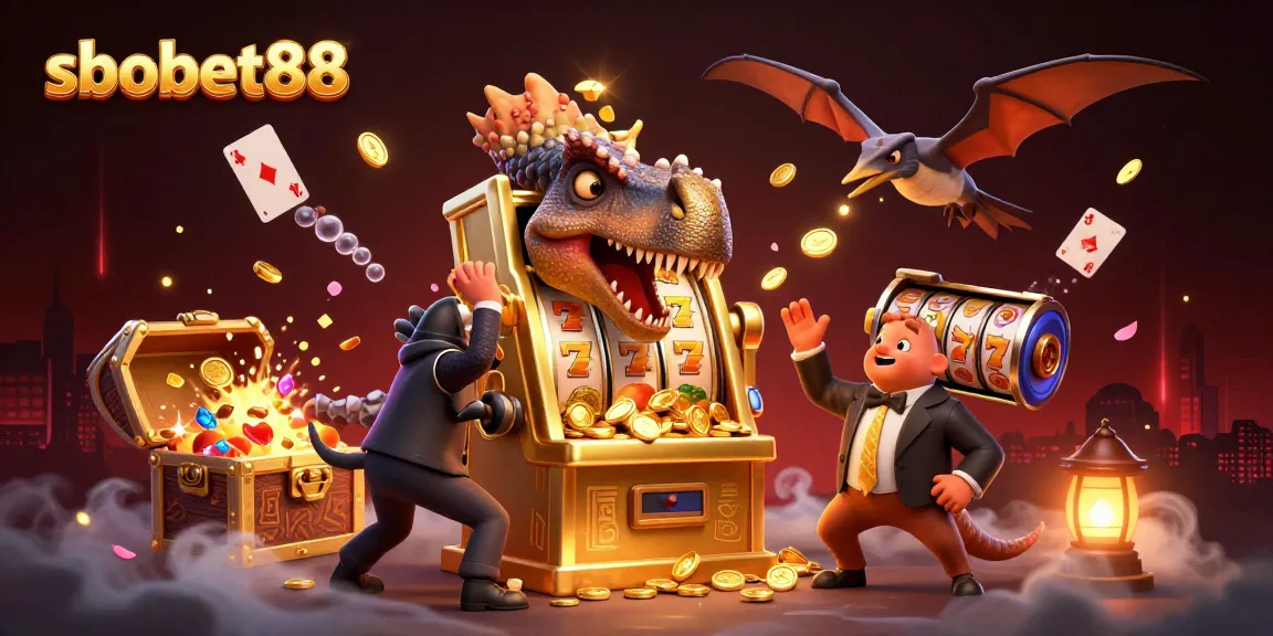 sbobet88 features a pachycephalosaurus jackpot scene with coins and slot elements