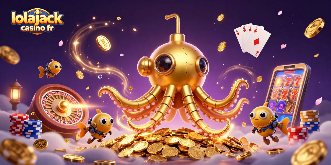 Experience the thrill of winning at lolajack casino fr with vibrant graphics, golden coins, and spinning roulette.