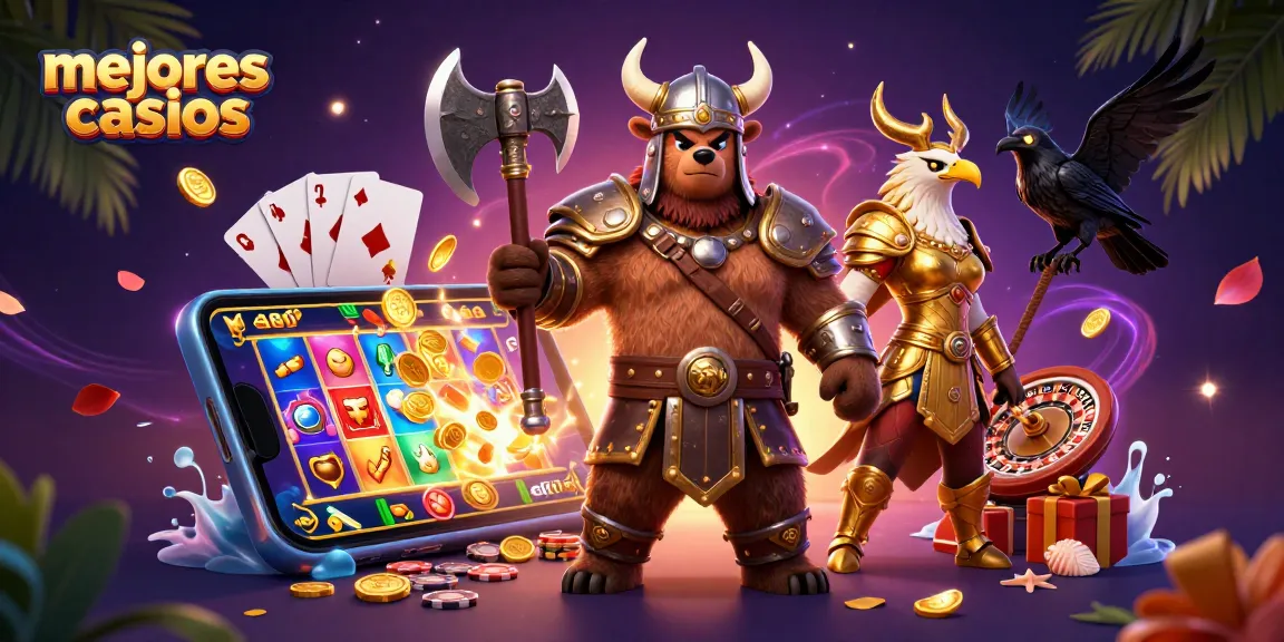 Los mejores casinos presentan un oso vikingo y un águila valquiria en un ilustrativo entorno de juego.