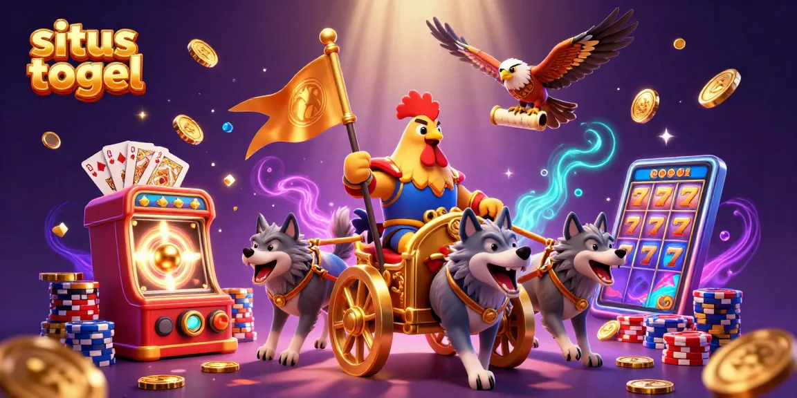 Engage in thrilling gaming action at situs togel with a vibrant, dynamic 3D illustration featuring a rooster warlord.