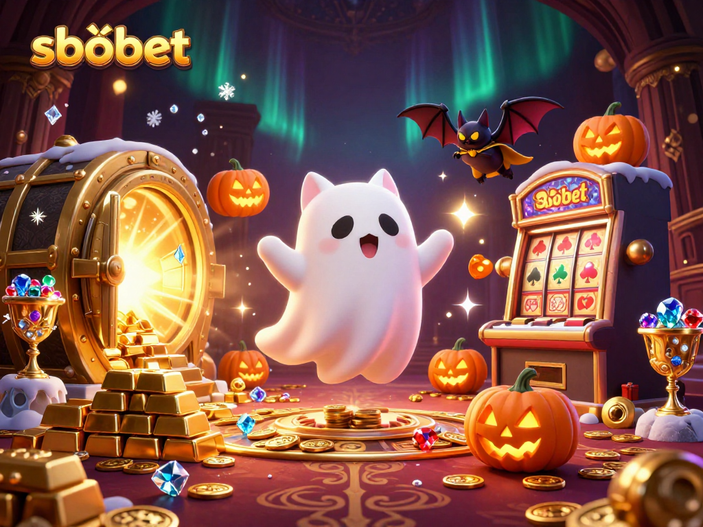 Experience sbobet thrills in a haunted casino with ghost cat and vampire bat characters