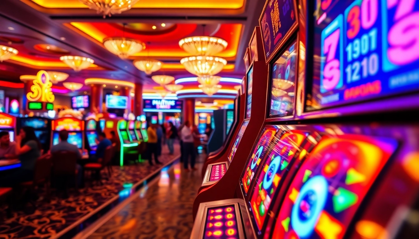Main focus on slot88 machines with lively casino backdrop and vibrant colors.