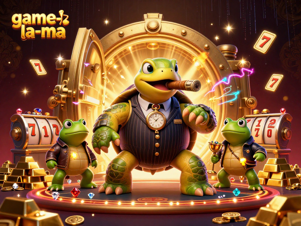 Experience the excitement of game-la-ma with dynamic casino-themed characters and vibrant visuals.
