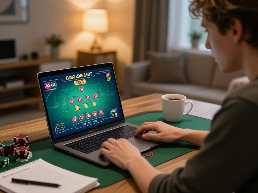 Player engaging in blackjack on laptop, experiencing sc88 online gaming