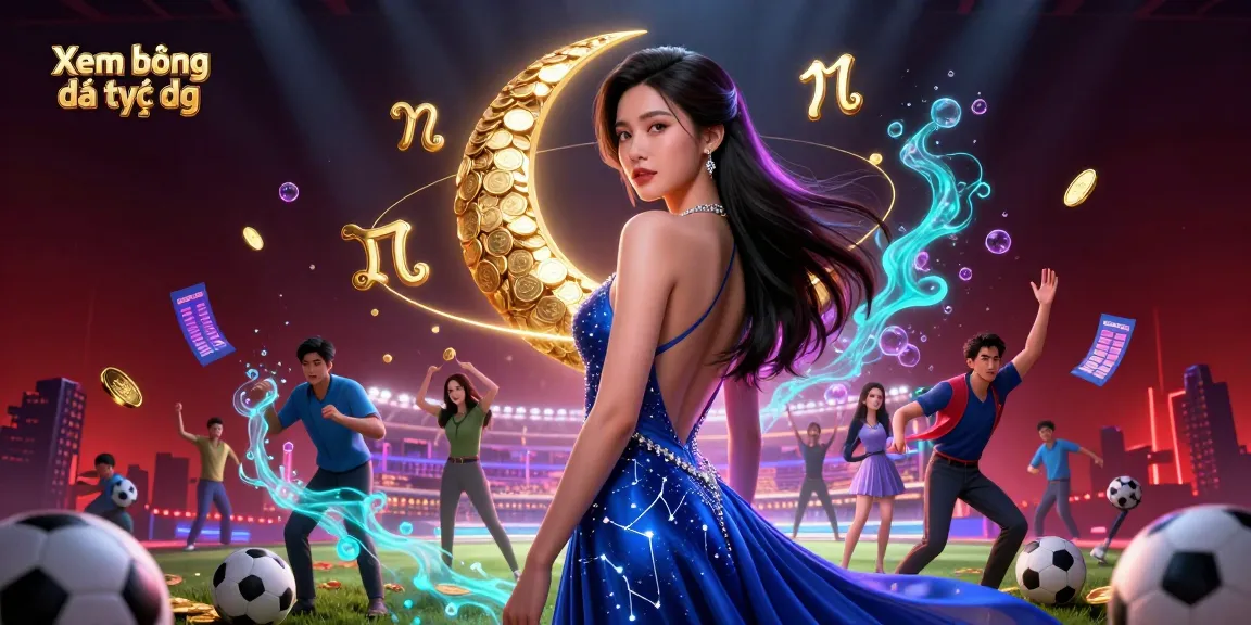 Xem bóng đá trực tiếp with dynamic sports betting elements, featuring vibrant stadium backdrop.