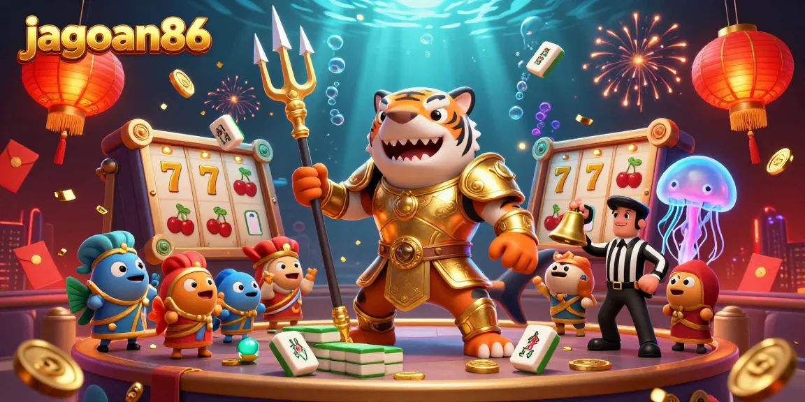 Engage with jagoan86's thrilling casino adventure featuring a fierce gladiator shark in an underwater colosseum.