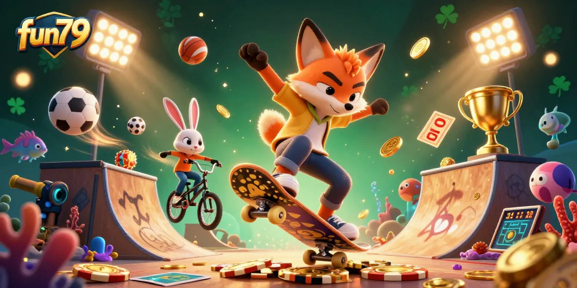 Experience fun79 gaming with the exciting underwater scene featuring a fox and rabbit in action.