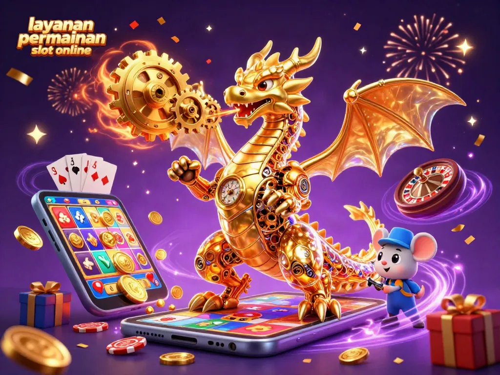Menyaksikan layanan permainan slot online dengan grafis menarik, uang emas, dan karakter menarik.