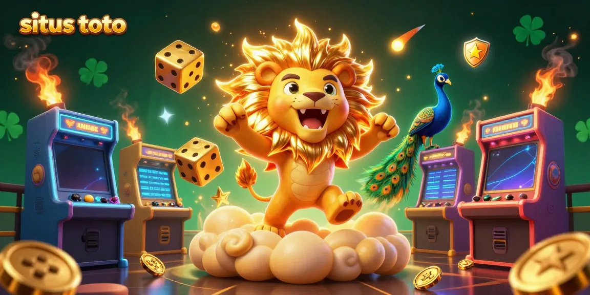 Experience the thrill of situs toto with a vibrant 3D casino depiction filled with games and dynamic characters.