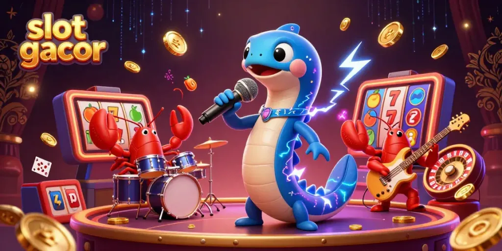Experience thrilling slot gacor action with vibrant characters and casino elements in an immersive underwater scene.