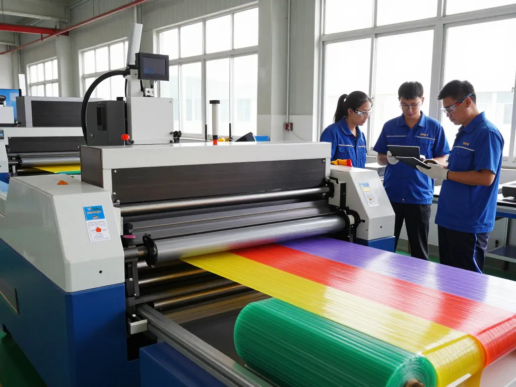 Bóc ép plastic phú thọ process in a dynamic manufacturing environment showcasing skilled workers and high-tech equipment.
