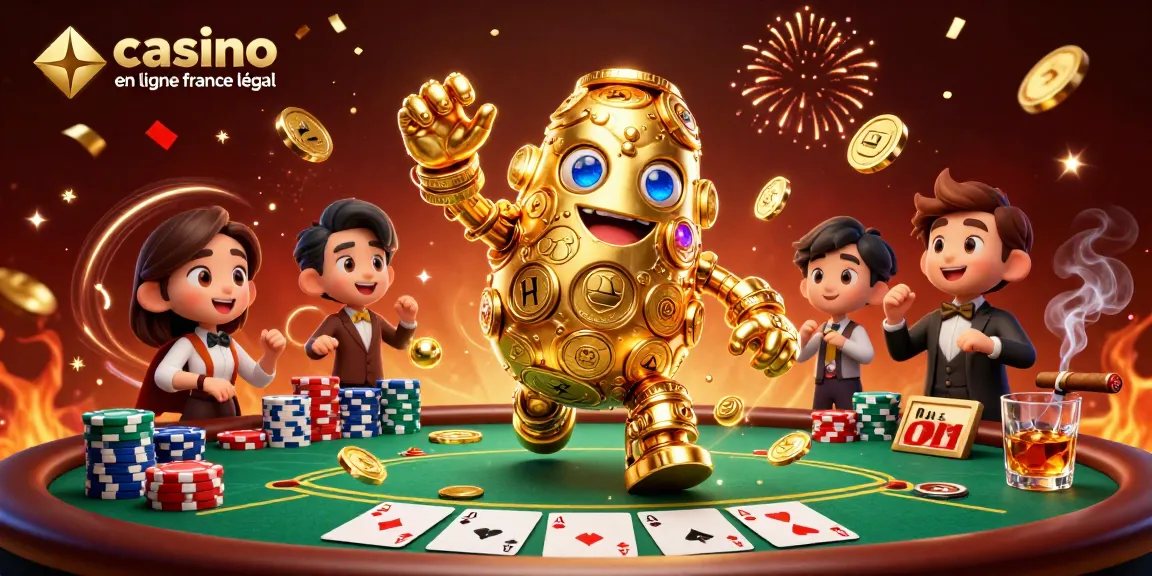 Jouez en toute sécurité grâce à un casino en ligne légal en France, illustrant un golem en or dans un environnement de jeu vibrant.
