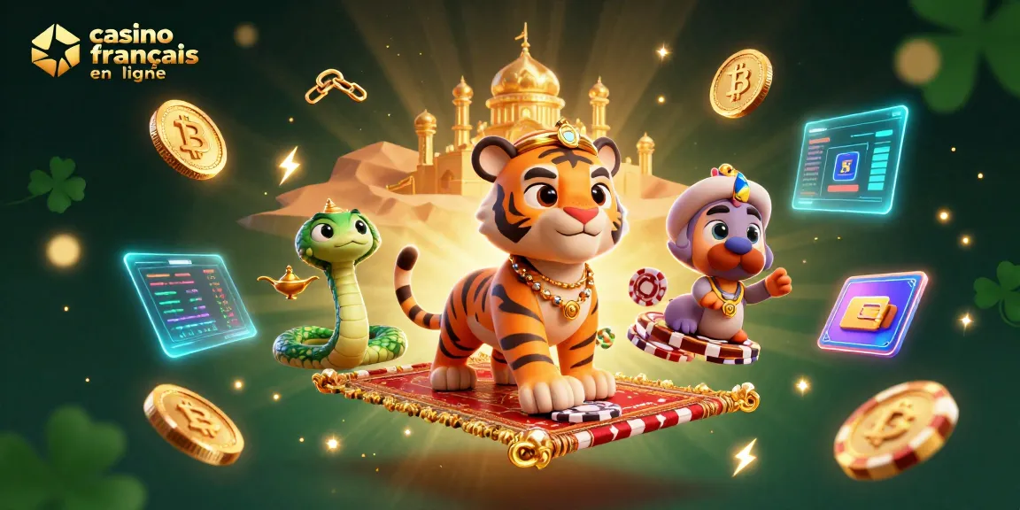 Profitez des jeux au casino français en ligne avec un sultan magique sur un tapis de jetons.