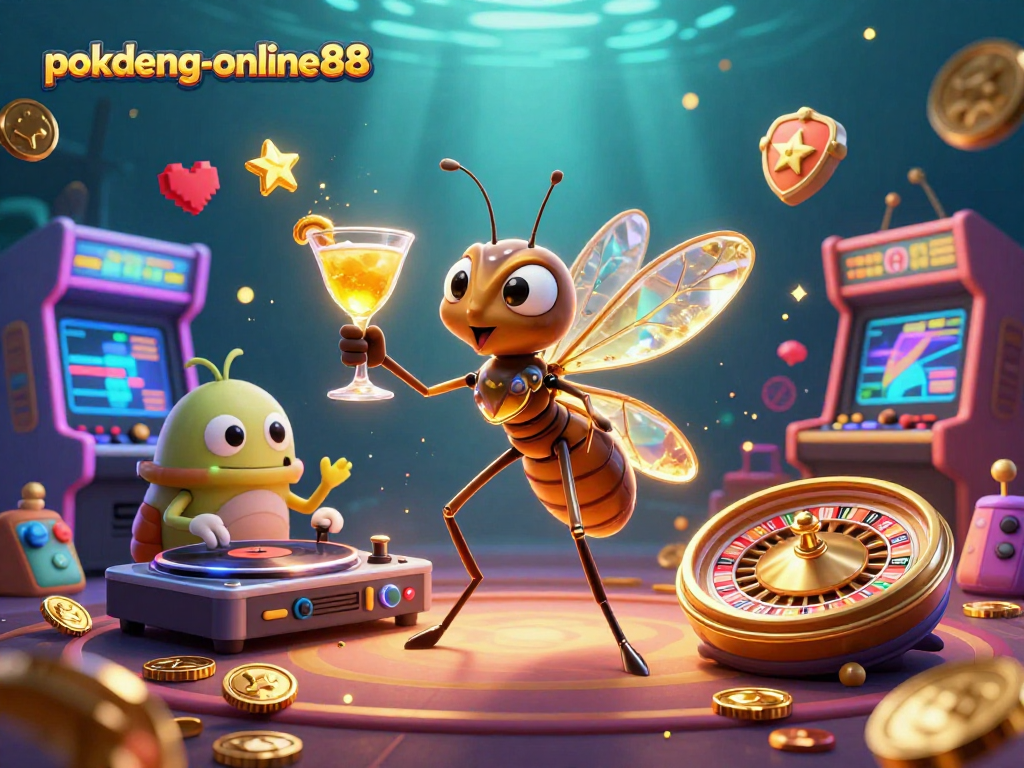 Engage in excitement with pokdeng-online88 featuring vibrant casino elements and charming characters