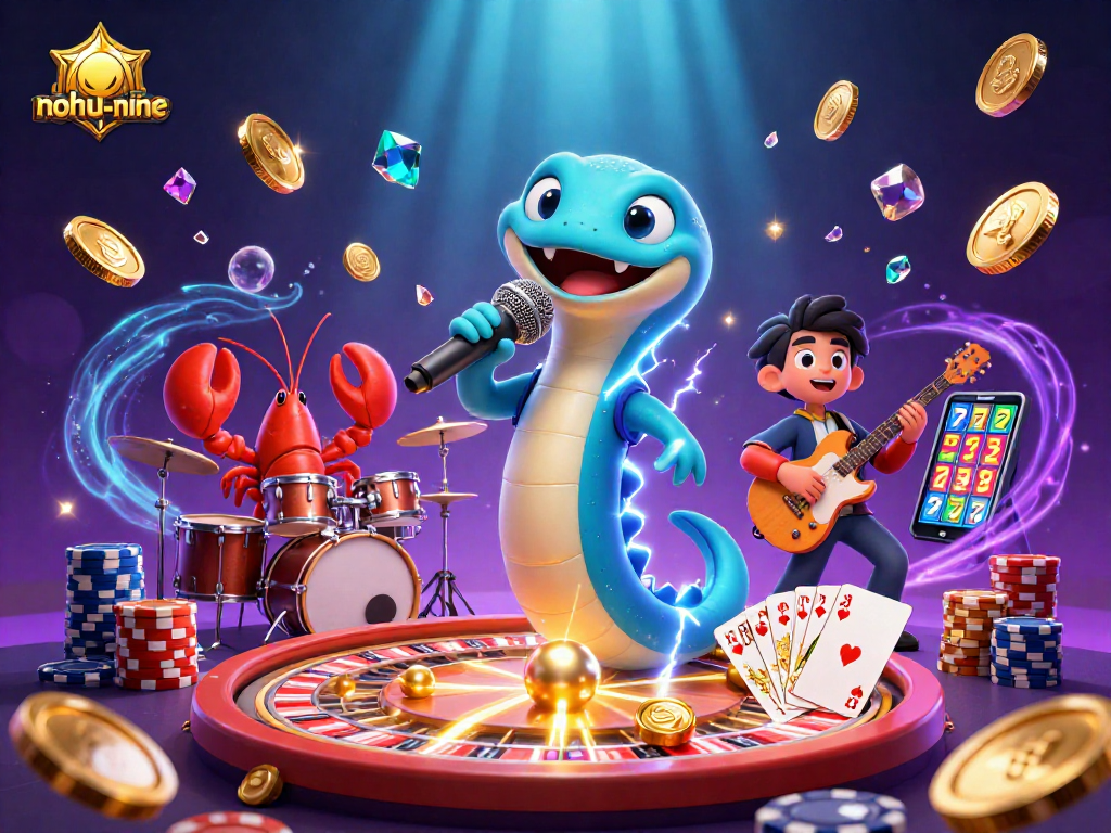 Experience the thrilling nohu-nine underwater casino with an electric eel DJ, lobster drummer, and seahorse guitarist.