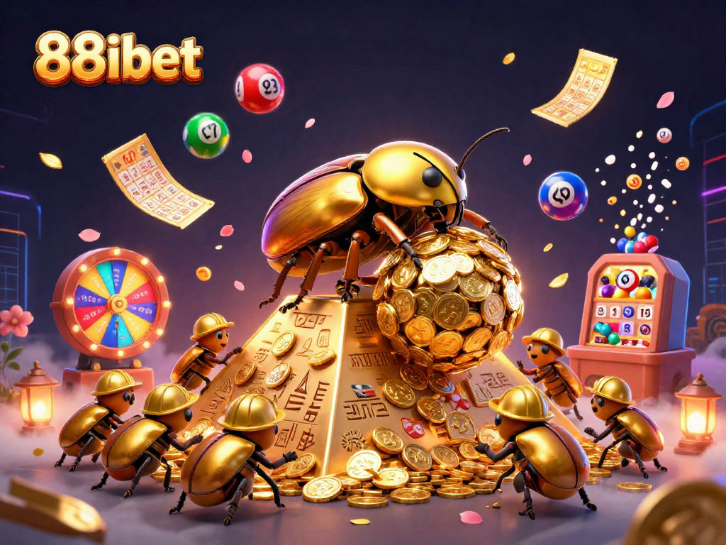 Engage in exciting gameplay with 88ibet as a golden beetle rolls prize-filled coins.