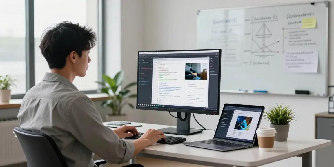 AI detector workspace featuring data scientist analyzing images with advanced algorithms and modern tech tools.
