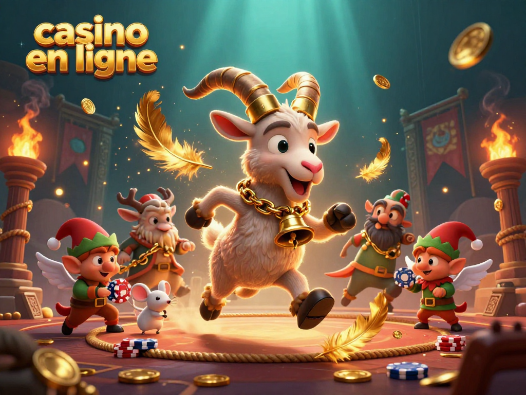 Plongez dans l'univers du casino en ligne avec une scène festive où Krampus et ses amis volent des jetons de poker.