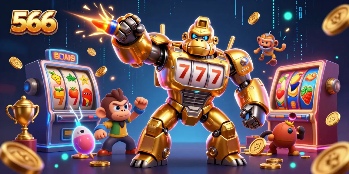 Experience thrilling wins with 566’s dynamic golden gorilla mech at the online casino.