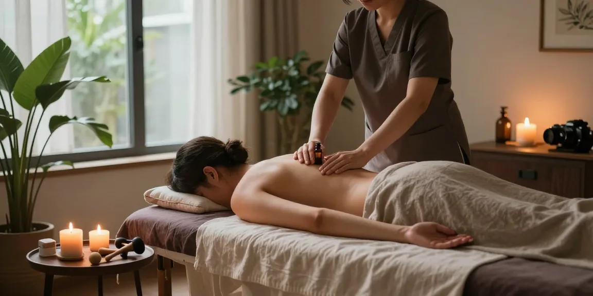 Experience 강남출장마사지 in a tranquil urban massage therapy setting with a therapist and client.