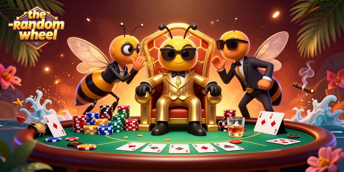 Engage in thrilling gameplay with the-random-wheel as delightful characters surround a vibrant casino scene.