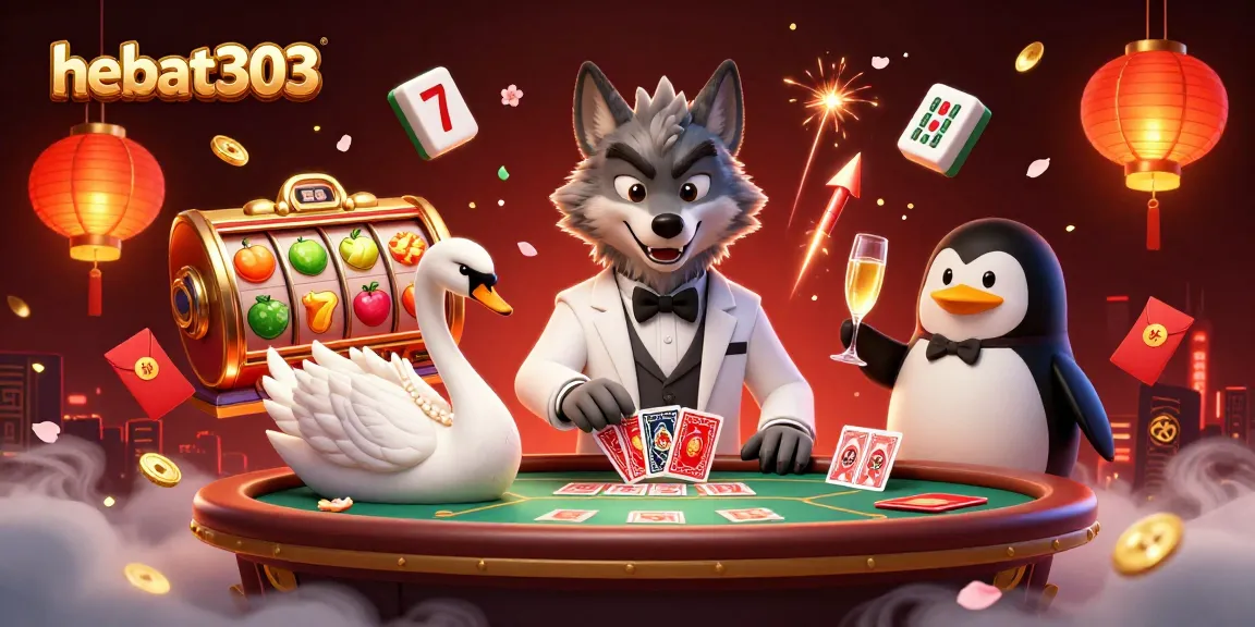 Experience high-stakes thrills at hebat303 with vibrant slot reels and charming casino characters.