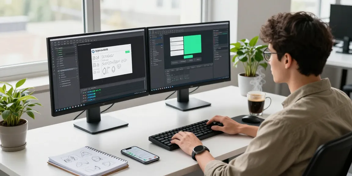 Developer using 截图软件 to enhance screenshot efficiency in a modern workspace.