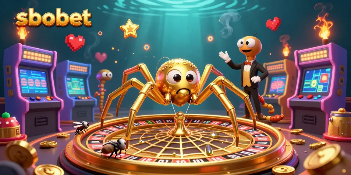 Engage in SBOBET's exciting betting scene with a captivating 3D illustration of spider-themed casino dynamics.