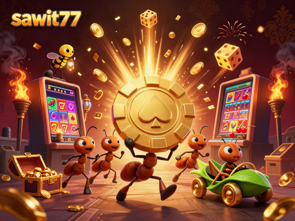 Geng semut dalam heist membawa chip poker emas raksasa di kasino tawaran sawit77.