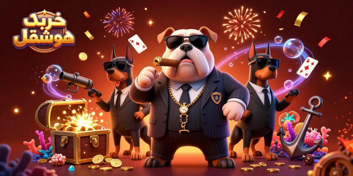 Experience excitement in خرید قفل هوشمند with mafia-themed 3D illustration, dynamic characters and gambling elements.