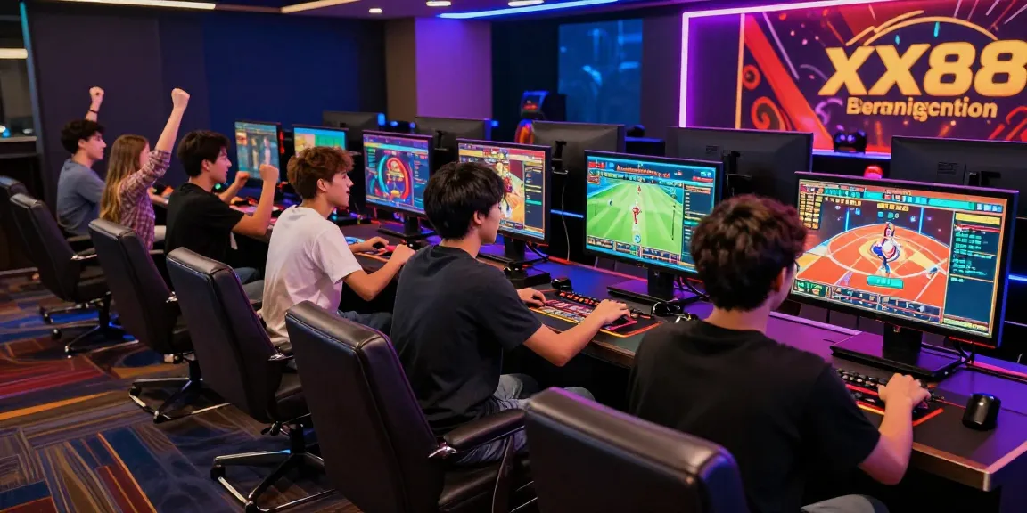 Exciting online gaming atmosphere at https://xx88.se.net/ with players celebrating in a vibrant setting.