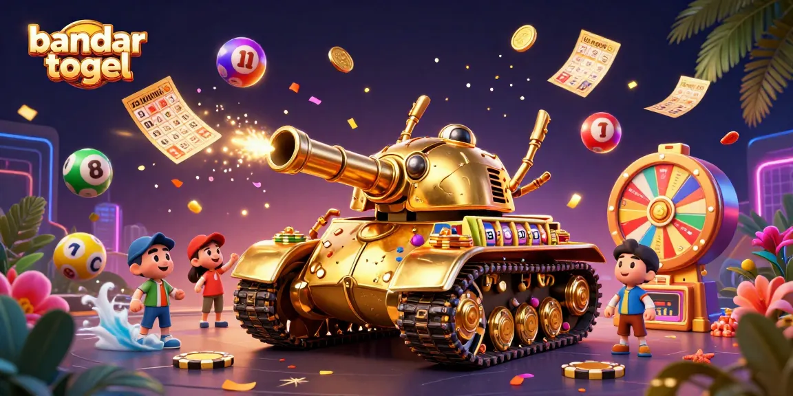Engaging scene showcasing bandar togel action with a vibrant tank casino and lottery elements.