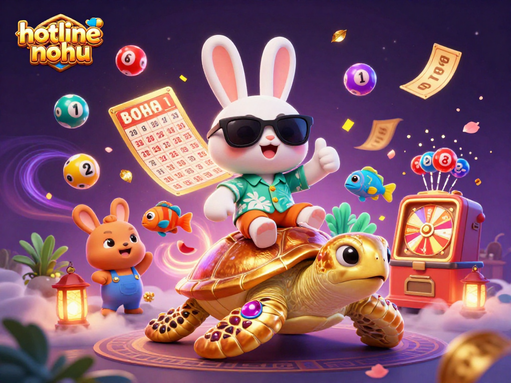 Engage in exciting gameplay with hotline-nohu, featuring a lucky rabbit and golden turtle amid vibrant lottery elements.